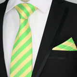 Riolio  Newest Tie Set 8CM Mens Necktie Handkerchief Neck Ties Sets For Man Yellow Color Plaids Stripes Jacquard Cravat Business Party