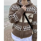 Riolio  Color blocked embroidery design wool knitted sweater spring new item color blocked splicing commuting long sleeved cardigan