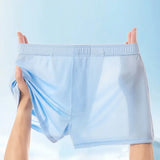 Riolio Large Size Mens Ice Silk Arrow Pants Seamless Solid Color Boxer Shorts Panties Summer Thin Loose Comfortable Sleepwear Underwear