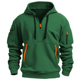 Riolio  Spring Autumn Men's Pullover Hoodies Fashion Mens Solid Color Multi-pocket Hooded Coats Mens Sports Zipper Sweatshirts Clothing