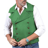 Riolio  Men Vest Brown Double Button Frosted Velvet Waistcoat For Banquet Birthday Wedding Business Work Formal Set Men Suit Vest