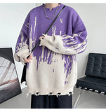 Riolio  Hip Hop Ripped Punk Knitted Sweaters Men Oversized Harajuku Streetwear Sweaters Winter Couples Fashion Knit Pullovers Tops