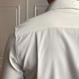 Riolio Spring Leisure British Business Shirt Design British Men Cuba Collar Slim Solid White Shirt Camisa Social Masculina Men Shirt