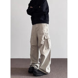 Riolio Summer American Vintage High Waisted Khaki Jeans Men's Casual Grunge High Street 2000s Pants Y2K Wide Leg Washed Denim Trouser