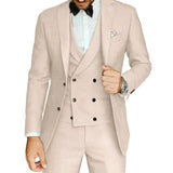 Riolio  Formal Elegant Men Suit Slim Fit 3 Piece Blazer Vest Pants Sets Tuxedo Set for Wedding Double Breasted Notched Lapel Men Suit
