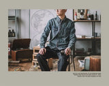 Riolio Retro Vertical Striped Denim Shirt Heavy American Casual Vintage Workwear Clothes Washing Old Pockets Long-sleeve Shirt