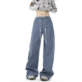 Riolio Men Checkered Casual Pants American Retro Loose Straight Pants Man Fashion Plaid Streetwear Spring New Hip Hop Trousers