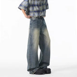 Riolio New Retro Washed Straight-Leg Jeans For Men High Street Fashion Baggy Denim Pantalones Hombre Hip Hop Distressed Y2K Jean