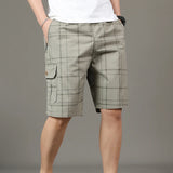 Riolio  Summer Clothing Men's Solid Color Zipper Pockets High Waist Elastic Straight Cargo Knee Pants Boyfriend Office Lady Shorts
