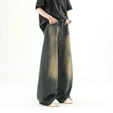 Riolio Men Denim Pants Old Blue Washed Male Jeans Straight Casual Menwear Loose Wide Leg Trousers New Fashion Korean High Street Denim