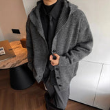 Riolio  Winter Men's Hooded Cardigan Japanese Retro Loose Button-down Knitted Sweater Coats Premium Quality Long Sleeve Pocket Hoodies
