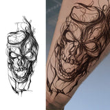 Riolio Ink Skull Temporary Tattoo Sticker Lasts 1-2 Weeks Waterproof and Anti-Friction