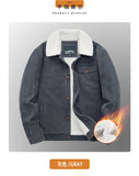 Riolio Winter Mens Jacket Warm Corduroy Jackets and Coats Fur Collar Winter Casual Coats Outwear Male Thermal Cotton Jacket Streetwear