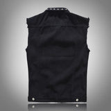 Riolio  Spring Fashion Men Rivet Denim Vest Punk Party Studded Slim Fit Jean Jacket Male Sleeveless Waistcoat for Men Plus Size 6XL