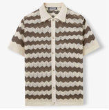 Riolio  New High-quality Breathable Fabric Knitted Cutout T-shirt Spring/Summer Men's Business Casual Striped Shirt Men Clothing