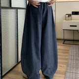 Riolio  Japanese Style Wide Leg Pants Men Elastic Waist Loose Baggy Trousers Breathable Spring Summer for Daily Streetwear