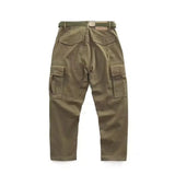 Riolio  Spring Autumn American Vintage Men's Cotton Pants Make Old Loose Logging Cargo Trousers  Multiple Pockets Design Straight Pants