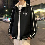 Riolio  Collar jacket for men Spring and Autumn new style handsome cardigan for teenagers and students hoodie American casual jacke