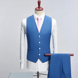 Riolio  Men's Three-Piece Suit Casual Business Professional Wedding Groomsmen Formal Wear Slim Fit Cotton Blend Polyester Fiber