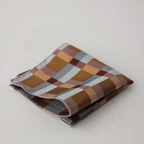 Riolio  24cm Korean Striped Plaid Pocket Square Men Young Boys Brown Casual Handkerchief Scarf Personalized Versatile Suit Pocket Towel