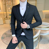 Riolio  Blazer and Vest and Pants / Boutique Fashion Plaid Men's Casual Business Suit 3pcs Set Groom Wedding Dress Performance Costume