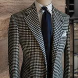 Riolio WELL DRESSED MEN Houndstooth Business Blazer for Men Plaid Notched Lapel Suit Jacket Formal Male Fashion Coat