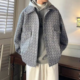 Riolio  Men's Multi-Color Tweed Texture Coats Loose Fit Collar Jacket Casual Fashion Outerwear for Spring Autumn