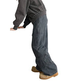 Riolio Cargo jeans mens Spring Men Baggy Jeans Men Wide Leg Pants Big Pockets Streetwear Trousers Male Loose Denim Pants
