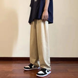 Riolio  Japanese Summer Boyfriend New Spliced Elastic Pocket Fashion Solid Color Comfortable Minimalist Casual Straight Leg Pants