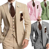 Riolio  Elegant Men's 3-Piece Tuxedo Suit with Peak Lapel Blazer Vest And Pants Fashionable Male Wedding Business Banquet Clothing