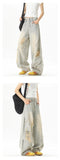 Riolio Men Ripped Jeans Unique Patchwork Loose Fit Straight Leg Denim Fashion Casual Trendy Streetwear Distressed Comfort Vintage Style