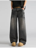 Riolio Mens Straight Loose Fit Vintage Distressed Jeans Rivet Decor Retro Denim Trousers Casual Fashion Wholesale Bulk Order Streetwear
