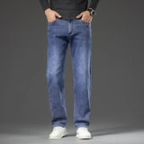 Riolio  Autumn New Men's Straight Loose Dark Gray Jeans Classic Style High Elasticity Baggy Pants Male Plus Size 40 42 44