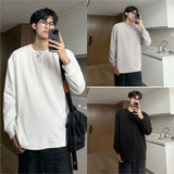 Riolio Warm Henry Collar Long Sleeve T shirt For Men Spring Autumn Casual Mens T-shirts Unisex Tee Tops Classic Clothes Men's T-Shirts