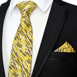 Riolio  Newest Tie Set 8CM Mens Necktie Handkerchief Neck Ties Sets For Man Yellow Color Plaids Stripes Jacquard Cravat Business Party