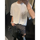 Riolio  New Men Clothing Texture Cooling T Shirts for Men Summer Short Sleeve Breathable Loose Casual Mens T Shirts Oversized Streetwear