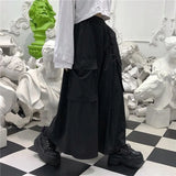 Riolio  XS-5XL Gothic Culottes Dark Workwear Big Pocket Samurai Pants Hakama Genderless Streetwear Wide-Leg Pant Men'S Clothing New