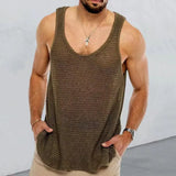 Riolio  Summer Men Sleeveless Shirt Bodybuilding Gym Tank Top Man Basketball Knitted Tops Slim Casual Vest Sport Singlets Male Clothing
