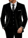 Riolio  Velvet Elegant Man Suit Set 3 Pieces Host Costumes Warm Long Sleeve Tuxedo For Party Plus Size Handsome Suits Wedding Clothes