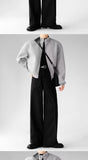 Riolio Korean Elegant Pants Fake Pocket Decoration Wide-leg Pants Autumn New American Style Design Sense Spliced Straight Suit Trousers