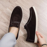 Riolio  Fashion Khaki Casual Shoes For Men Suede Leather Loafers Men Platform Slip-on Men's Driving Shoes Lightweight Leisure Men Shoes