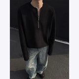 Riolio New Men Slim Fit Half Zip Solid Color Round Neck Long Sleeve Tshirt Spring Base shirt Casual Streetwear Hot Sale Trend T shirt