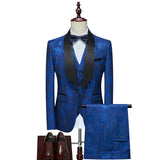 Riolio  Black Three-Piece Suit Wedding Groom Set Men's Formal Wear Slim Fit Business Casual Polyester Fiber Fashion Urban Style