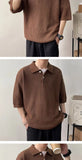 Riolio Summer Trendy Men and Women Hip Hop Knitted Polo Shirt American Couple Loose Retro Korean Personalized Casual T-shirt Top y2k