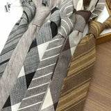 Riolio  2pcs Neck Tie Set Cotton Brown Striped Neck Ties For Men Women Girls Casual Style Shirt Accessories Brooch Black Plaid Neckties