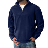 Riolio  Men's Fleece Half-Zip Pullover Casual Stand Collar Sweatshirt with Side Pockets