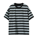 Riolio  Summer Men's Striped T-Shirts Short Sleeve Casual O-Neck Tshirt Male Fashion Sports Tops Loose Tees Streetwear T Shirt Plus Size