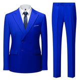 Riolio Fashion New Men's Casual Boutique Double Breasted Suit Trousers / Man's Business Suit Jacket Blazers Coat Pants 2 Pcs Set