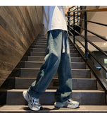 Riolio  New Straight Jeans men Elastic waist Spring New Vintage Casual Baggy Jeans Korean Youth Trousers Classic Wide Leg Denim Pants