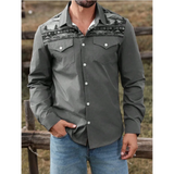 Riolio  Men's Western Style Floral Print Shirt Long Sleeve Button Cowboy Shirt with Chest Pockets